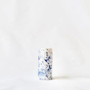 White porcelain bud vase with splatter detail