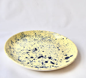 Corn yellow  porcelain medium plate with splatter detail
