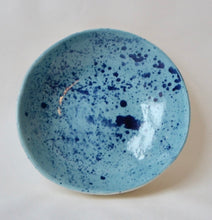 Duck egg blue porcelain pasta bowl with splatter detail