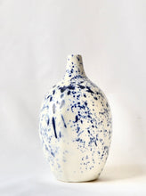 Blue porcelain vase with splatter detail