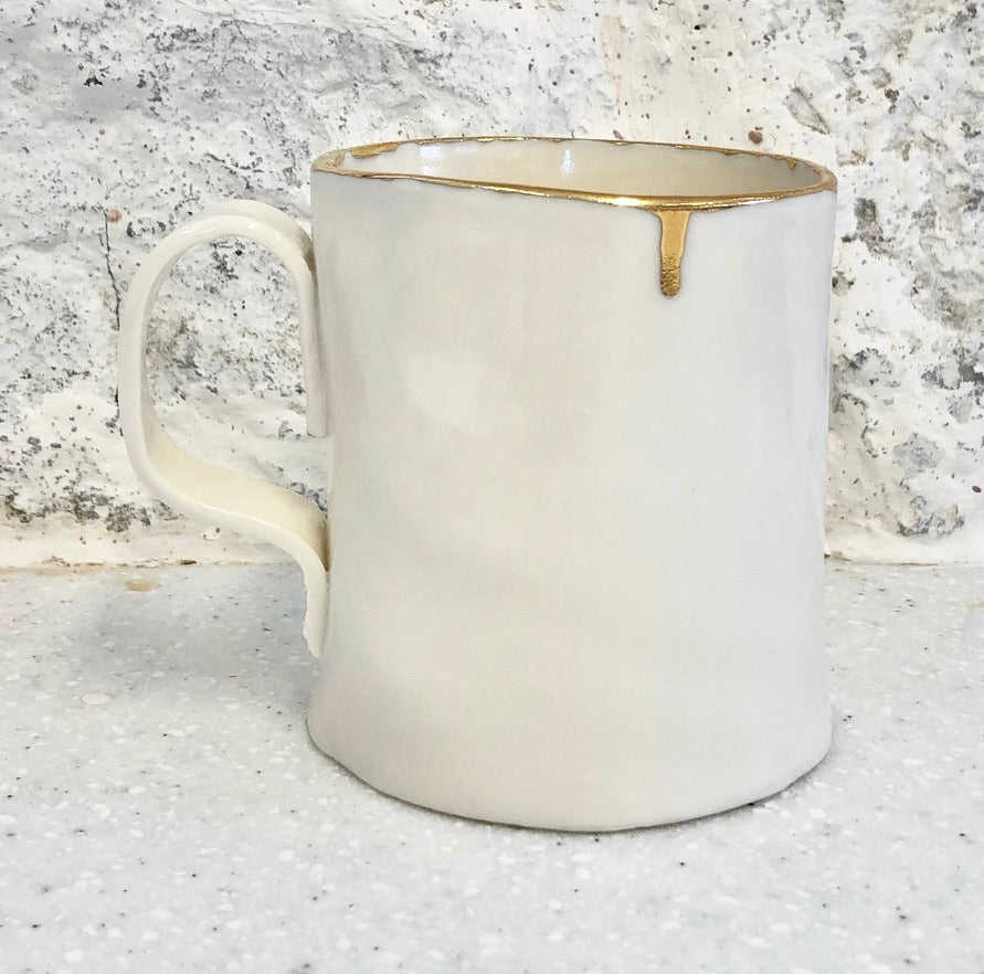 Porcelain Mug with Gold Lustre Rim