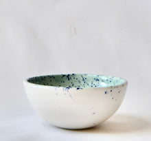 Apple green porcelain nibbles bowl with splatter detail