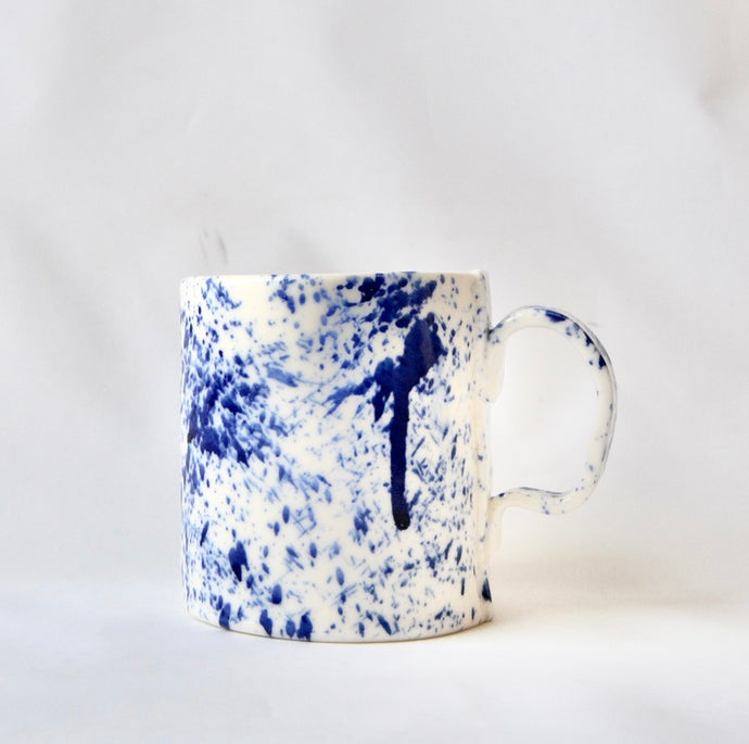 White porcelain  mug with splatter detail