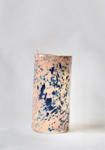 Salmon pink porcelain bud vase with splatter detail