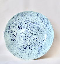 Light blue salad porcelain bowl with splatter detail