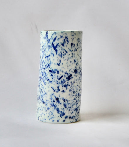 Apple green porcelain bud vase with splatter detail