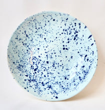Light blue porcelain pasta bowl with splatter detail