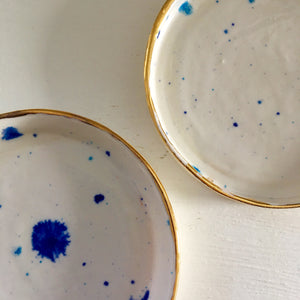 Porcelain trinket platter with gold lustre rim