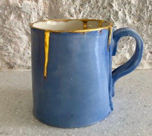 Porcelain Mug with choice of  Glaze and Gold Lustre Rim