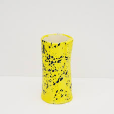 Sunflower yellow porcelain bud vase with splatter detail